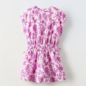 NWT ZARA GIRLS PURPLE TEXTURED PRINTED SHORT JUMPSUIT- Size 11-12 & 13-14